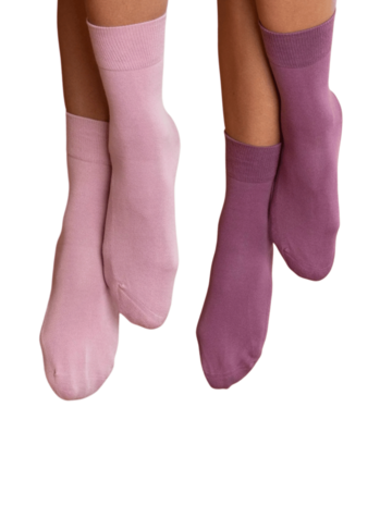 sticker De lucht synoniemenlijst Effen sokken dames - roze en paars - Lotika