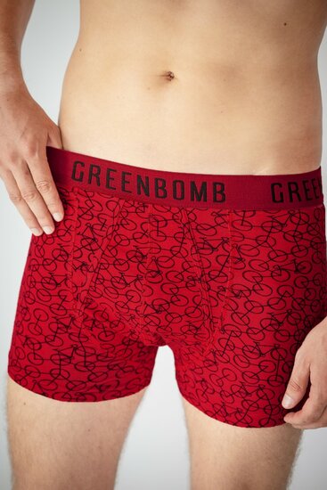 rood boxershort racefietsen