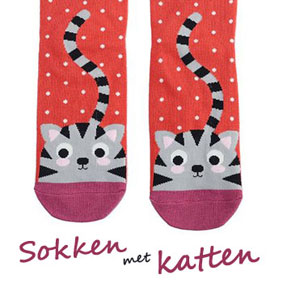 verzameling uniek Collega Sokken met katten prints - Lotika