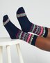 Wollen sokken dames fair isle patroon - navy